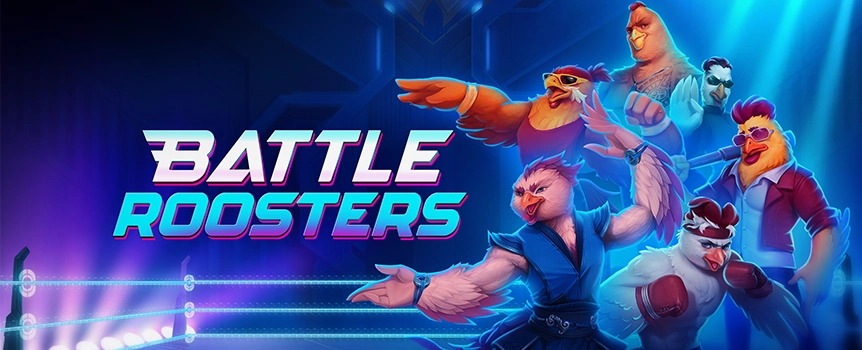 Play the incredible Battle Roosters online slot today at Joe Fortune and see if you can win the gigantic top prize, worth an incredible 4,186x your bet!