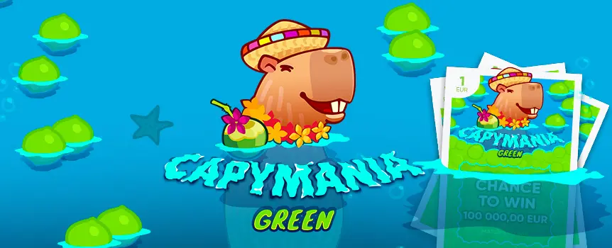 Discover thrilling wins with the Capymania Green online scratchcard at Joe Fortune - scratch for a chance to win a giant jackpot of 100,000x your bet!