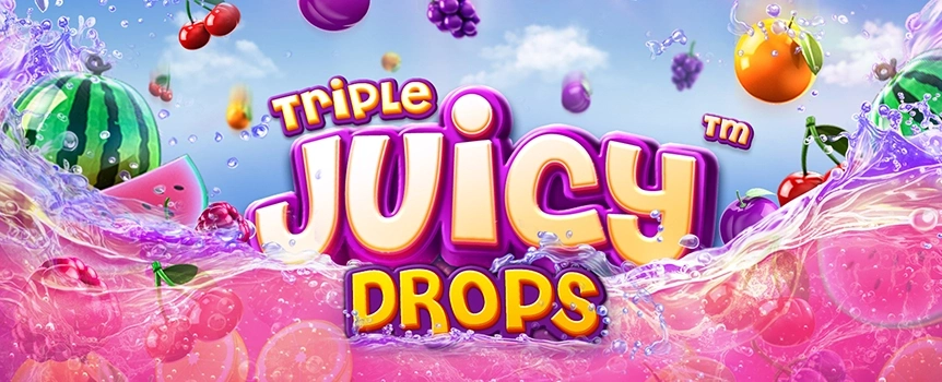 Spin the reels of the incredible Triple Juicy Drops online slot today at Joe Fortune and see if you can win the game’s huge top prize of 30,004x your bet
