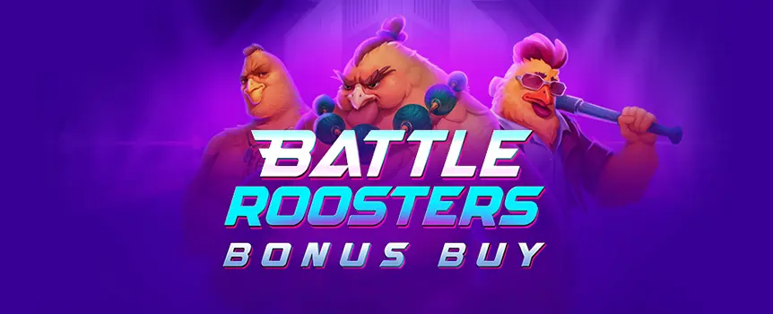 Try the Battle Roosters Bonus Buy online slot here at Joe Fortune and skip the base game thanks to the bonus buy mechanic. Win more than 4,100x your bet
