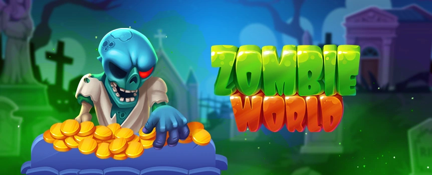 Zombie World is a 3 Row, 5 Reel, 25 Payline pokie Featuring Free Spins, Re-Spins and Payouts up to 2,000x your stake!