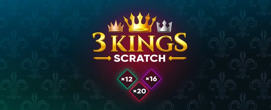 Play three different scratch games at once, and switch back and forth between the levels, with the 3 Kings Scratch online game at Joe Fortune.