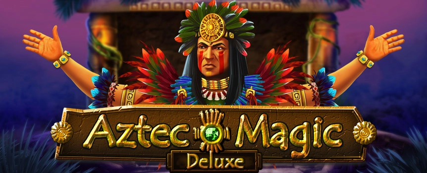 Aztec Magic Deluxe is a 3 Row, 5 Reel, 15 Payline pokie with Free Spins, a Gamble Feature, and Payouts up to 5,000x your stake!